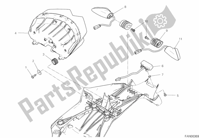 All parts for the Taillight of the Ducati Multistrada 950 S Touring 2019